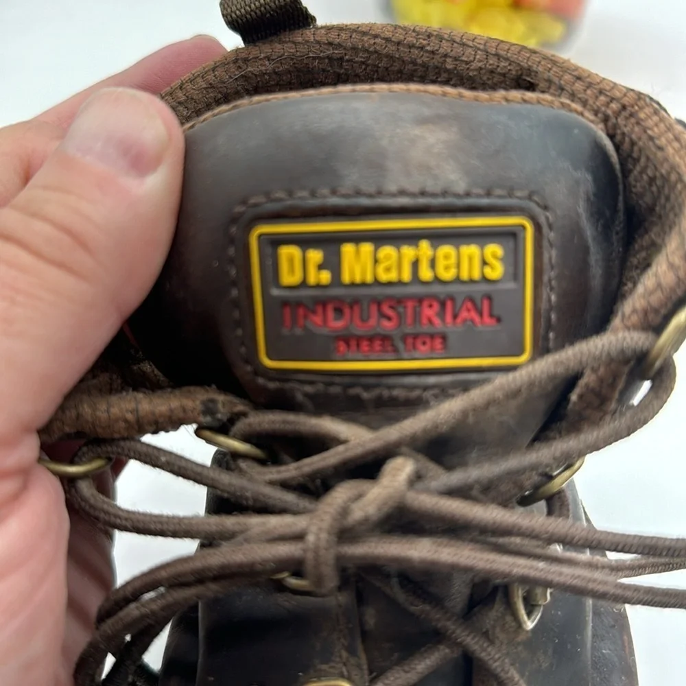 Dr. Martens Industrial Brown Leather Distressed Work Boots Size 10 MS6779D